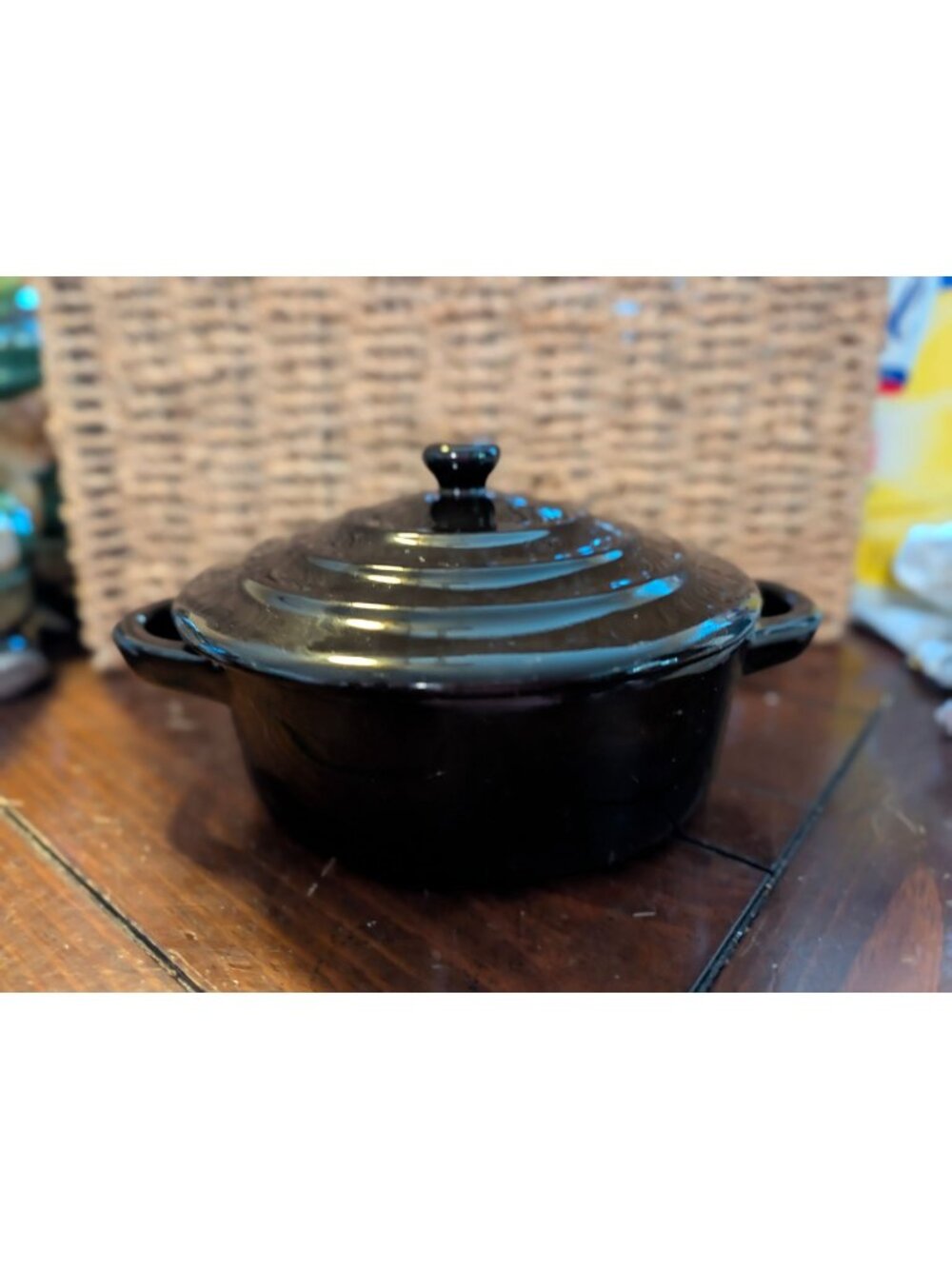 Eetrite Black Stoneware Round Casserole Dish With Lid - Oven Microwave & Dishwas